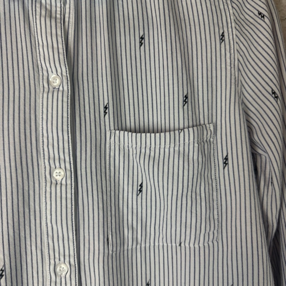 Rails Women's XS  Rocsi Flocked Lightning Pinstripe Long Sleeve Shirt Rayon - Picture 3 of 6